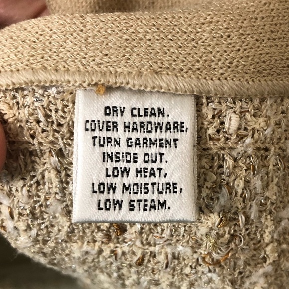 St. John Tweed Knit Shimmer Blazer Jacket Tassel Trim in Beige - Size 12 - Picture 8 of 8